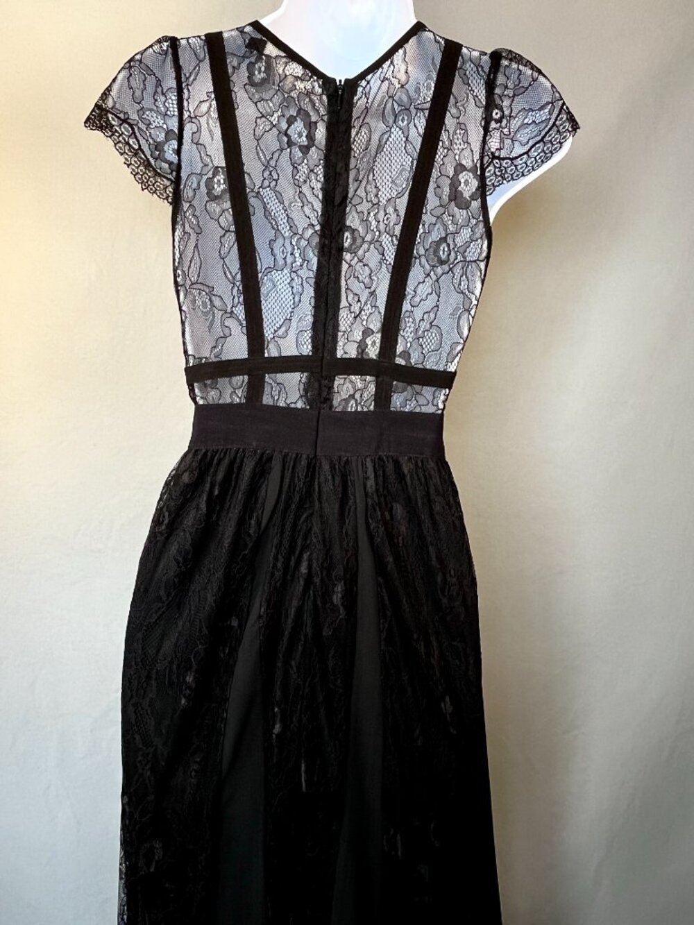Vintage Black Lace Maxi Dress Small Sheer by J.D. Luxe Whimsigoth Witchy Gothic - Picture 5 of 13